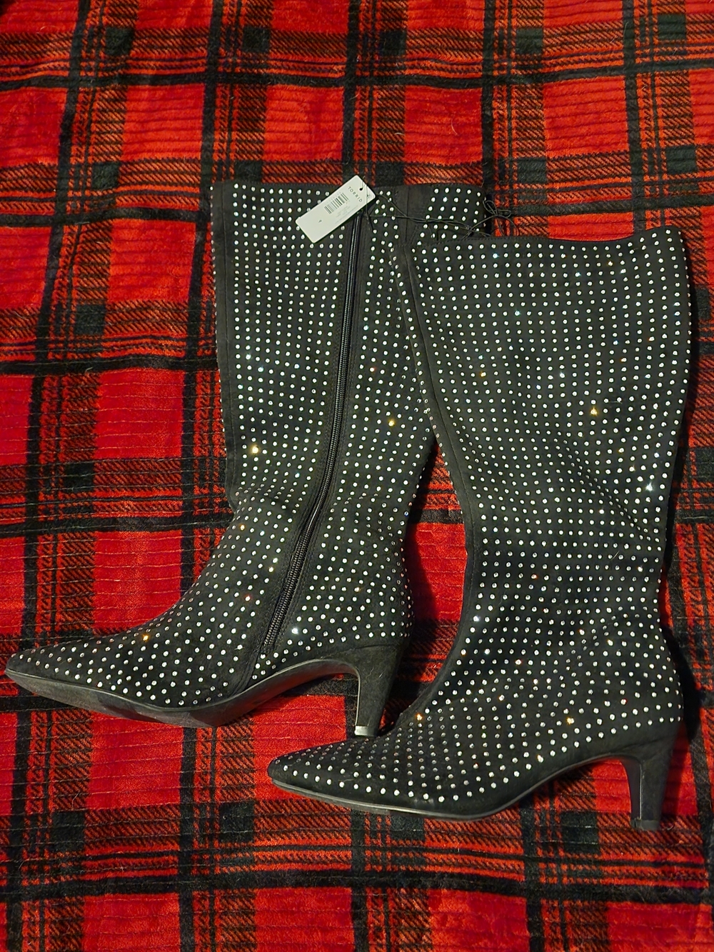 torrid Black Rhinestone Knee Boots